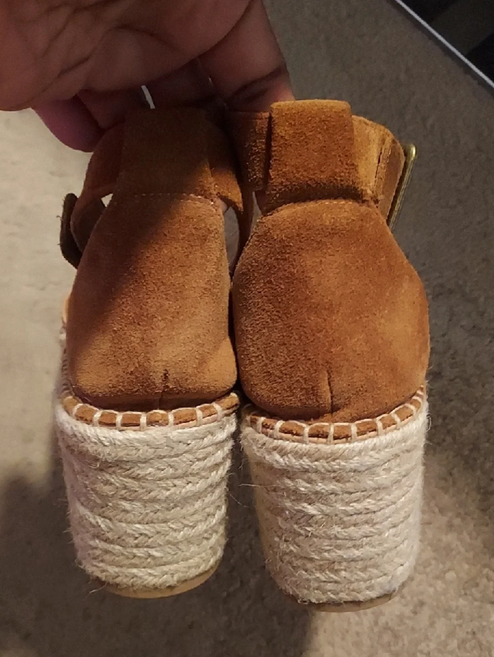 Soludos Tan Leather Espadrille Wedge Sandals with Ankle Strap Sz 7.5